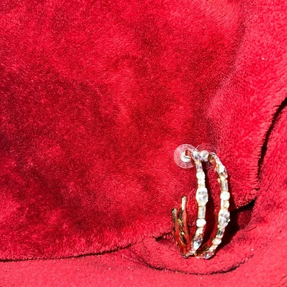 Vintage style link studded  hoops earrings - Picture 3 of 8